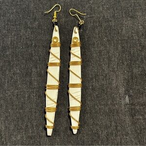 NEW‎ African Handmade Bone Earrings with Bronze Spiral